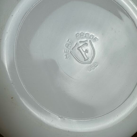 Vintage Federal Milk Glass Mixing Nesting Bowl Brown & Green Fall Leaves 9" - Picture 2 of 7